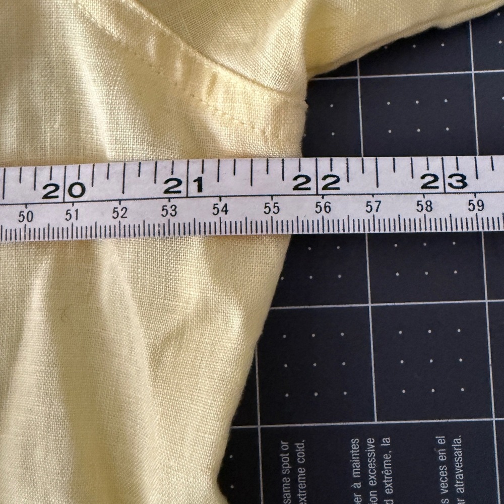 Coastal Restort Butter Yellow Linen Roll Tab Shirt Womens Large Fisherman Bright - Picture 5 of 7